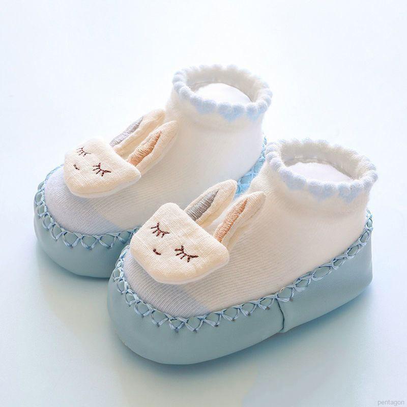 Giày tất cotton đế mềm chống trơn trượt hình thỏ dễ thương ngộ nghĩnh cho bé tập đi