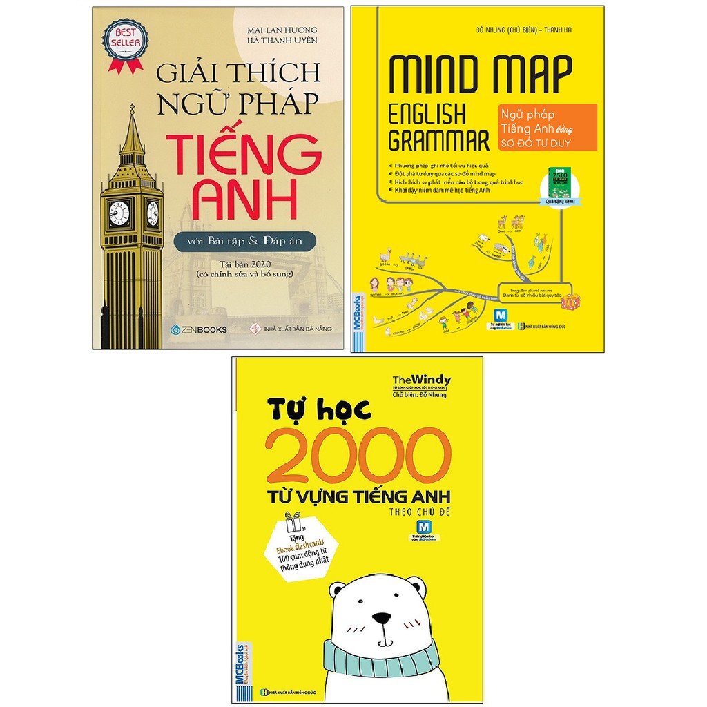 Sách - Combo Giải Thích Ngữ Pháp Tiếng Anh + Mindmap English Grammar + Tự Học 2000 Từ Vựng Tiếng Anh Theo Chủ Đề(3 cuốn)