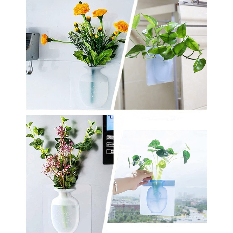 Chậu Hoa Silicone Cao Su Dính Tường Tái Sử Dụng Được