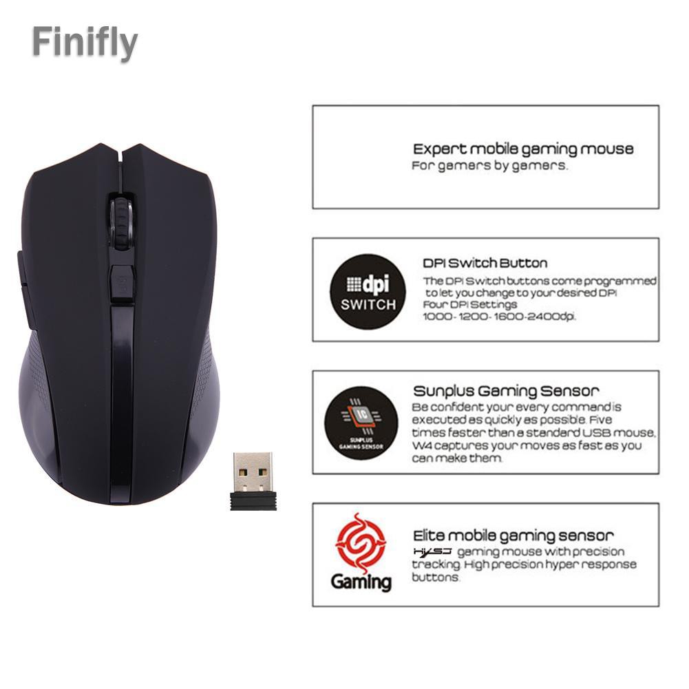 Chuột Gaming Finifly X50 Quang Học Không Dây 2.4g 2,400 Dpi Cho Laptop Pc