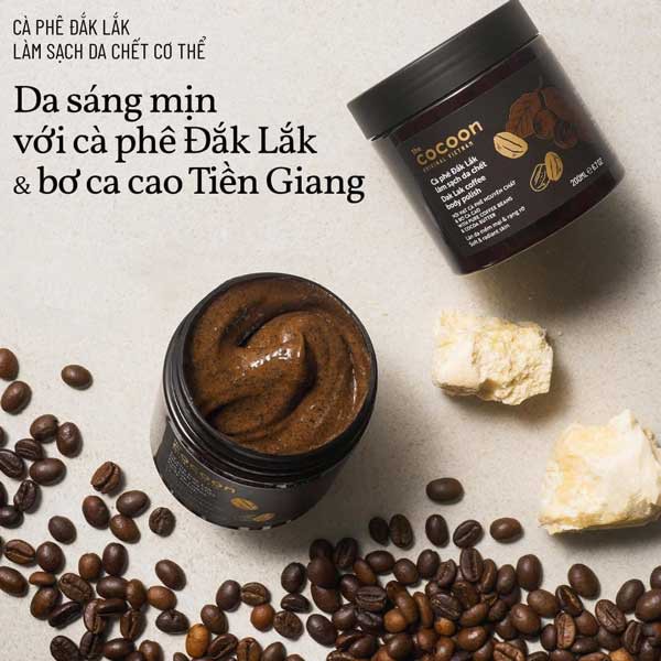 Tẩy Da Chết / Tẩy Tế Bào Chết Toàn Thân Cocoon Cà phê Đắk lắk - Dak Lak Coffee Body Polish - Hàng Việt Nam - 200ml