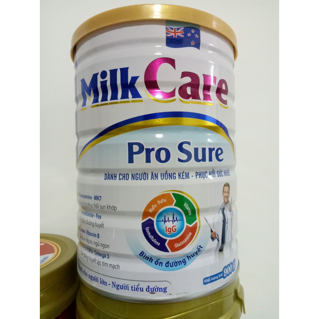 Sữa bột MILKCARE PRO SURE 900G- DÀNH CHO NGƯỜI CAO TUỔI, NGƯỜI ĂN UỐNG KÉM, NGƯỜI BỆNH CẦN PHỤC HỒI SỨC KHỎE