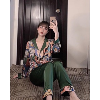 PIJAMA LỤA PHỐI HOẠ TIẾT CAO CẤP