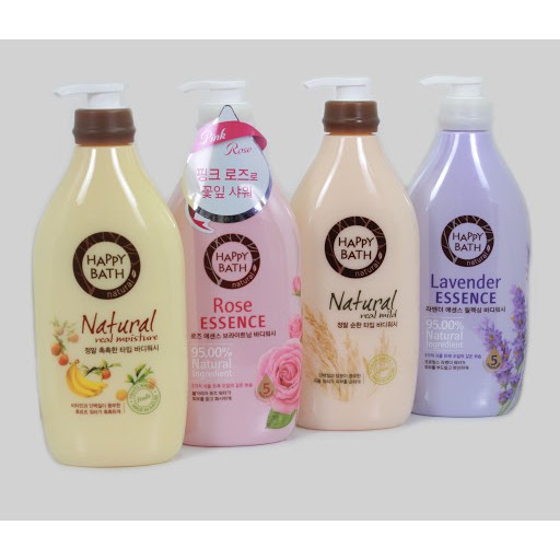 Sữa Tắm Dưỡng Ẩm Làm Trắng Da Mềm Mại Hương Hoa Thơm Ngát Happy Bath Natural 900g