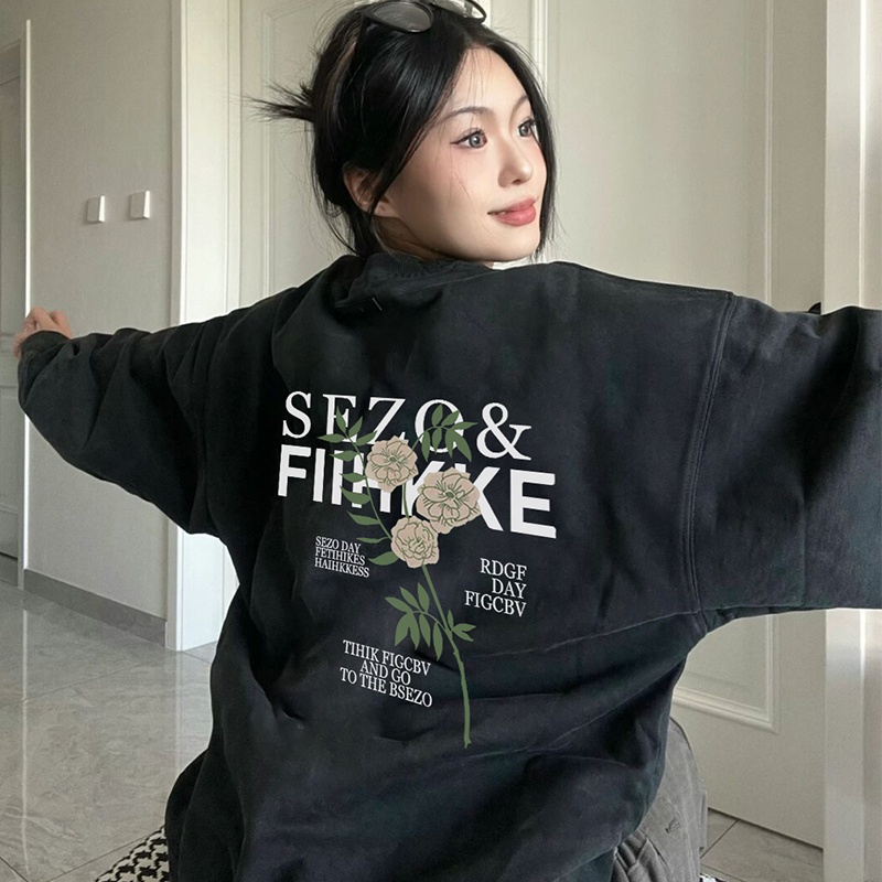 Áo sweater SELVZE tay dài in hoa thời trang cho nữ