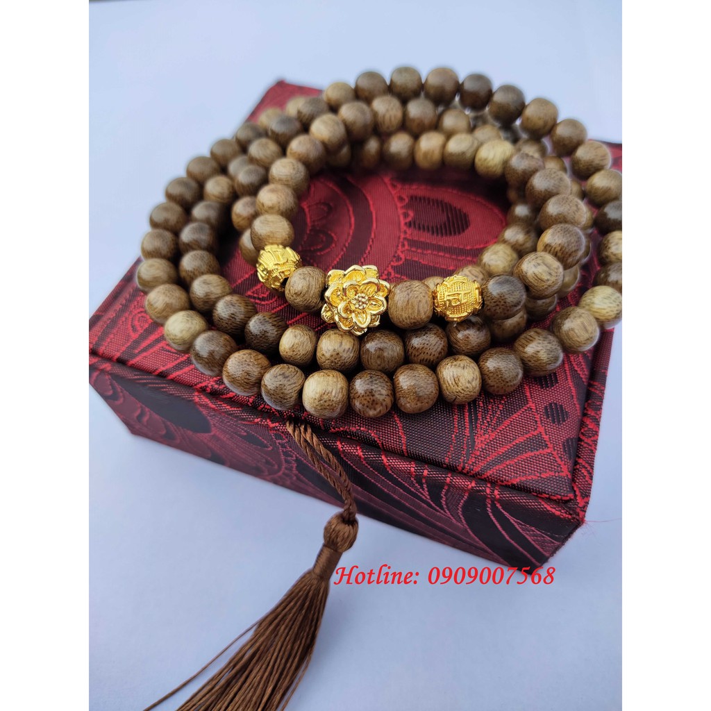[CAO CẤP] [Tặng Nhẫn] Vòng tay trầm hương tự nhiên 108 hạt xịn charm hoa sen mạ vàng dành cho nam nữ | BigBuy360 - bigbuy360.vn