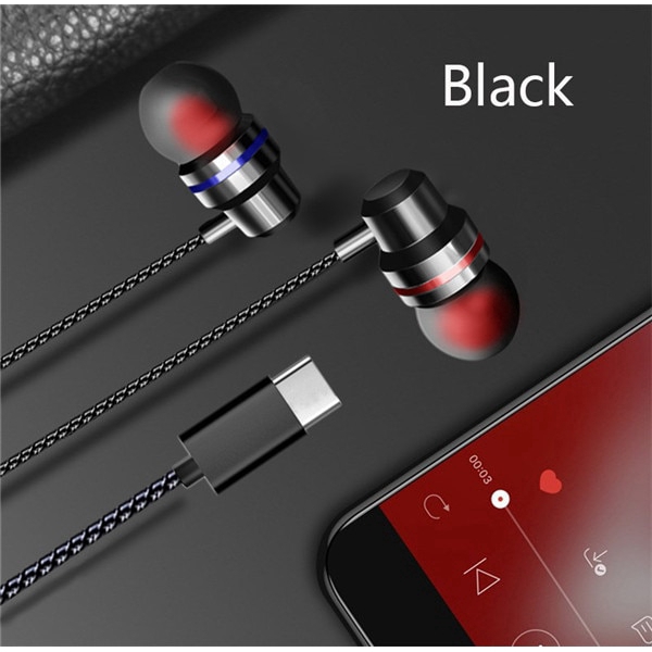 Wemitom  Dynamic Drive HiFi USB-C Earbuds In-ear Bass Metal Sport Gaming Headset with Mic for Xiaomi Huawei Letv