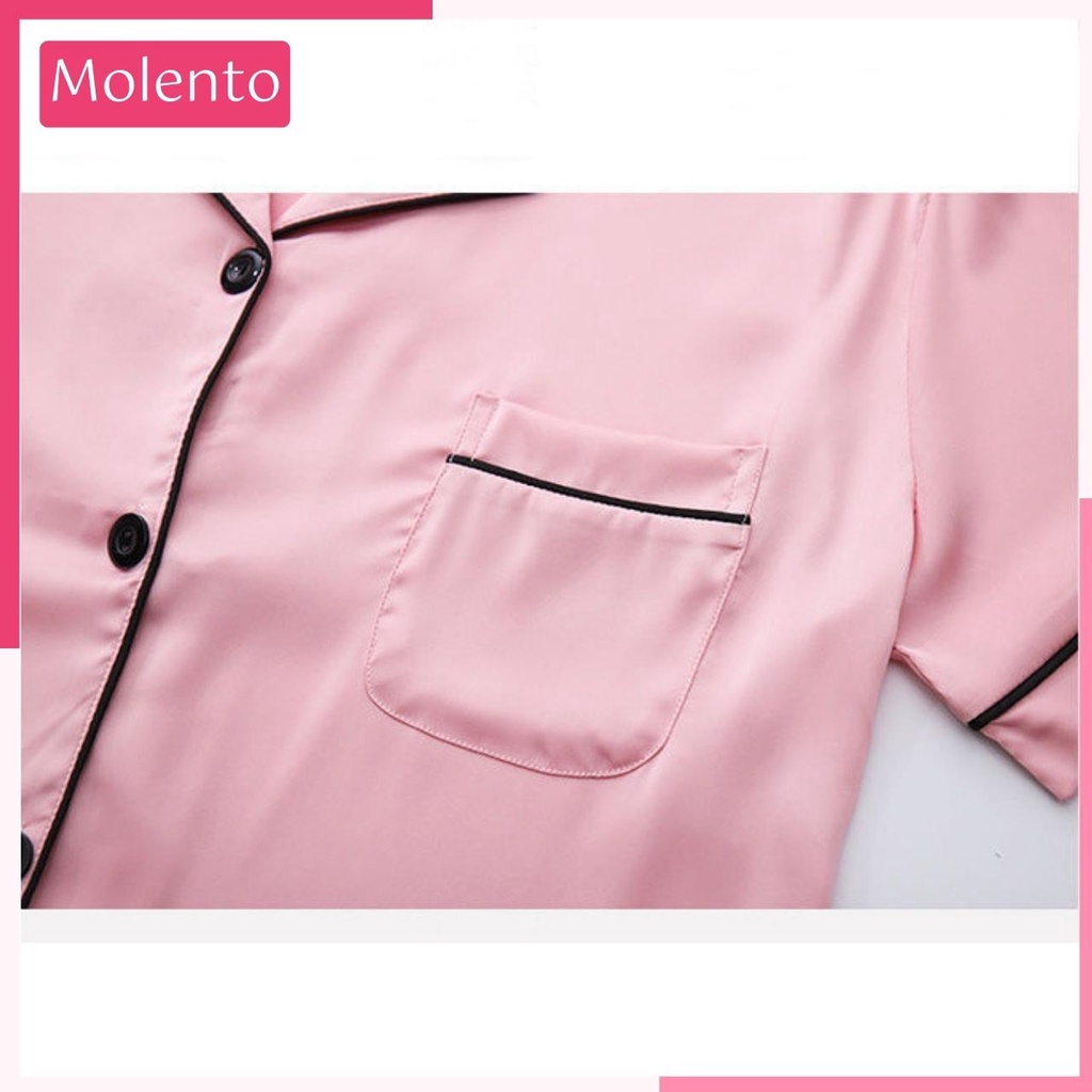 Pijama Nữ Lụa Mango Molento Bộ Mặc Nhà Nữ Thu Đông Cộc Tay Trơn Không Nhăn Bai Xù Phai Giặt Máy Thoải Mái - M51