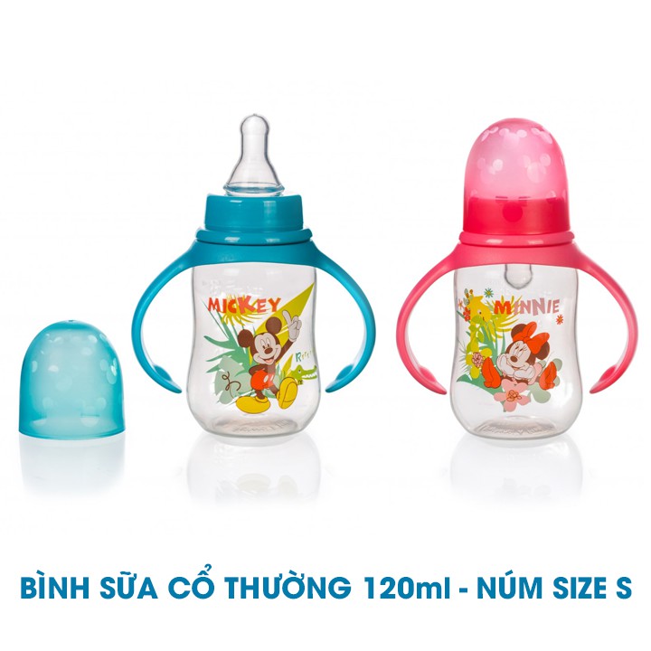 [Mã FMCGMALL - 8% đơn 250K] Bình sữa DISNEY có tay cầm / cổ thường / cổ rộng (125ml, 250ml)