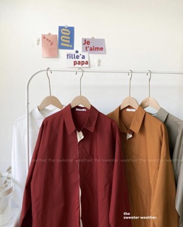 Áo sơ mi thô trơn viền nẹp