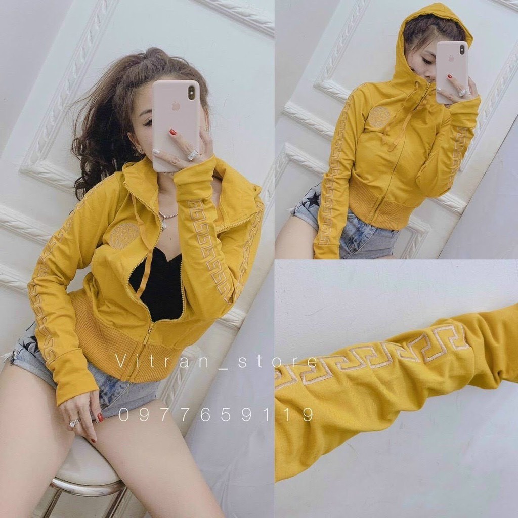 Áo khoác chống nắng nữ thun da cá lửng thêu VSVS viền tay | BigBuy360 - bigbuy360.vn