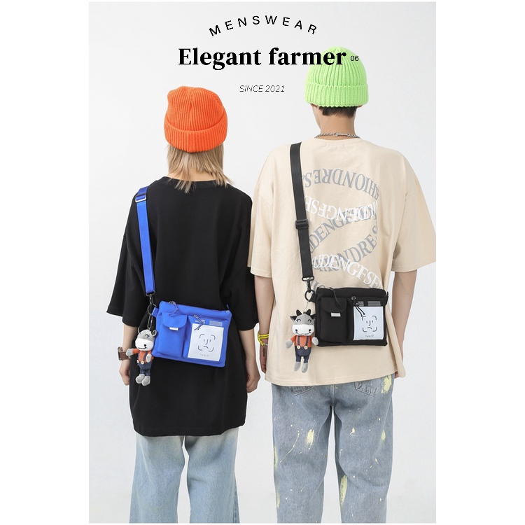 [MENSWEAR ELEGANT FARMER] Túi đeo chéo nam &amp; nữ phong cách Hàn Quốc vải 2022.