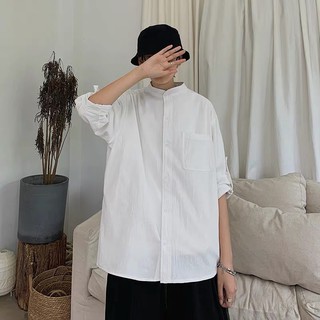 Áo sơmi đũi cổ trụ