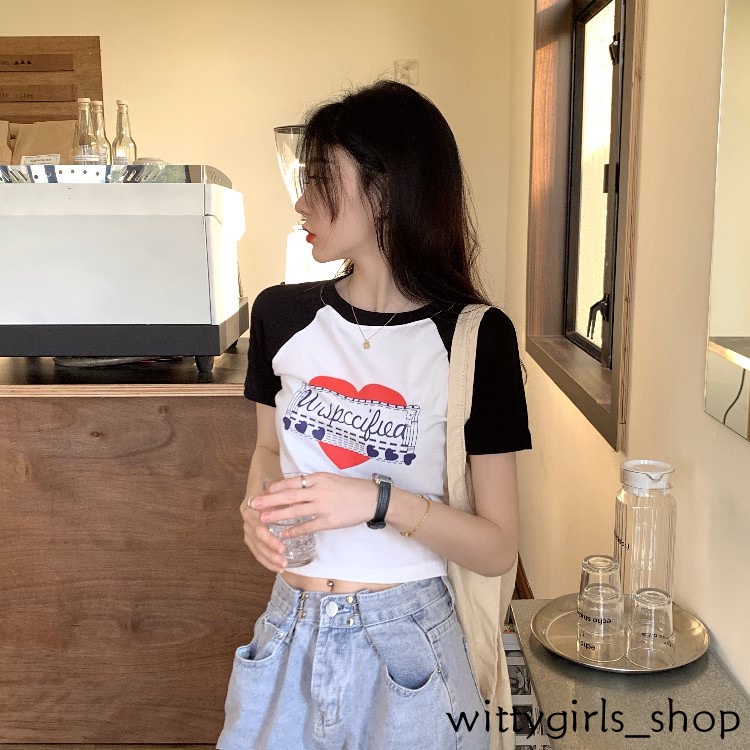 Áo Thun Nữ Ngắn Tay Cổ Tròn Thời Trang Hàn