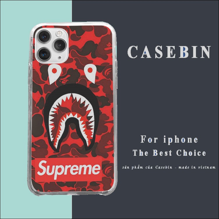 Ốp Bape Supreme đỏ mới Iphone 7/7Plus/8/8Plus/X/Xs/Xs Max/11/11 Promax/12/12 Promax BAPPOD00010