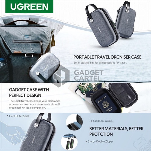 Hộp đựng Đa năng UGREEN LP152 50903 kích thước 203x129x72mm - Vải Cao cấp trượt nước, bên trong lót nhung Chính Hãng