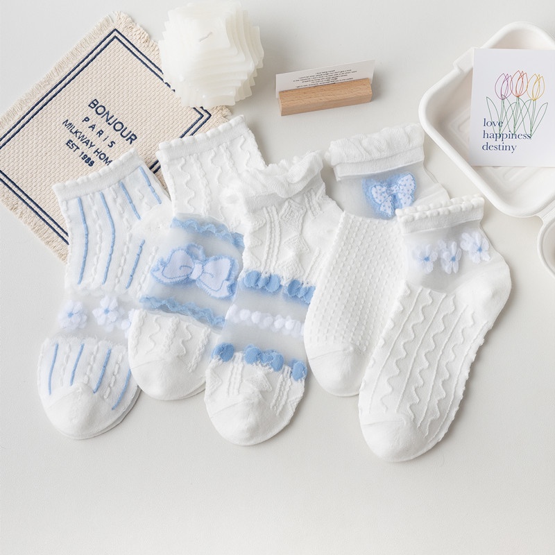 Vớ Thuyền Ngắn Mỏng Nhẹ Thoáng Khí In Họa Tiết Hoa Cúc Dễ Thương Thời Trang Cho Nữ