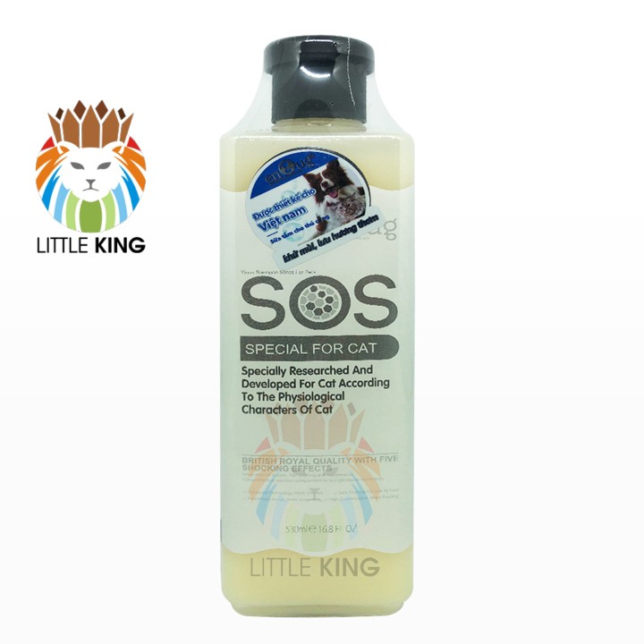 Sữa tắm SOS cho chó mèo dung tích 530ml giúp khử mùi, mượt lông Little King pet shop