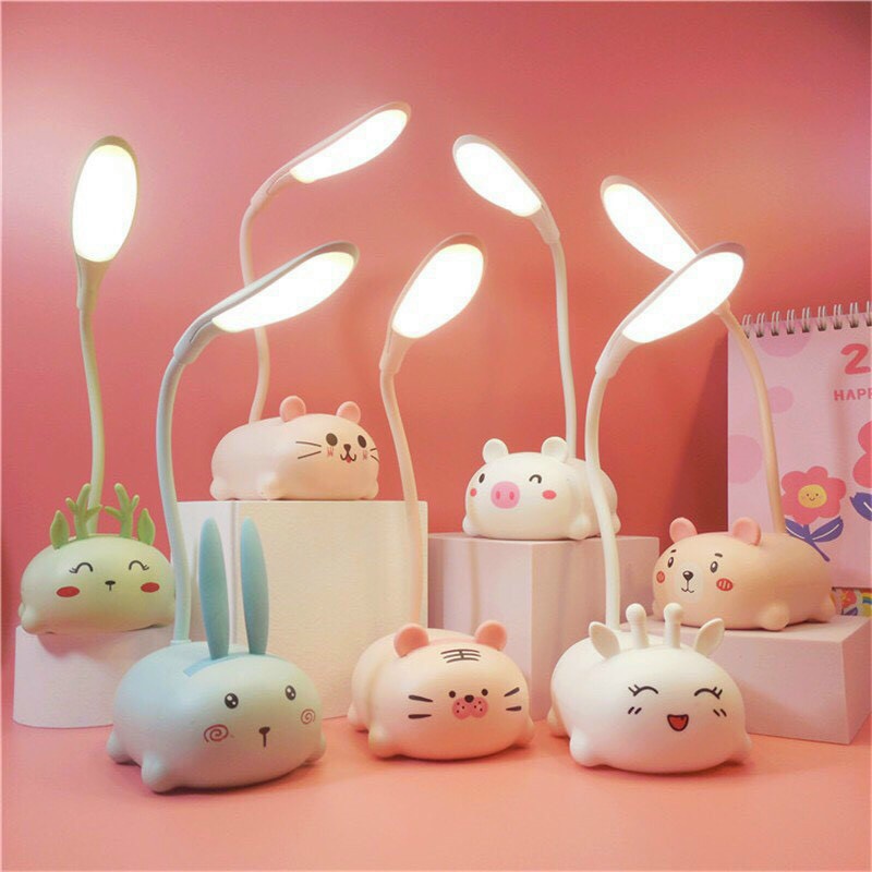 Đèn Học Để Bàn Đèn Sạc Tích Điện Có Dây USB Hình Thú Dễ Thương Cho Bé