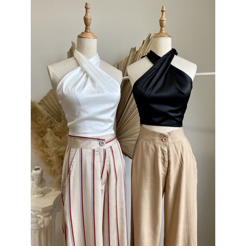 áo lụa cột cổ