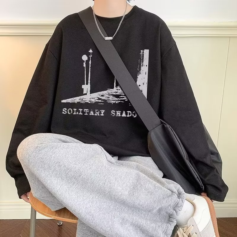 Áo Thun Tay Dài Dáng Rộng In Chữ Thoải Mái Thời Trang Cho Nam Và Nữ size M-5XL