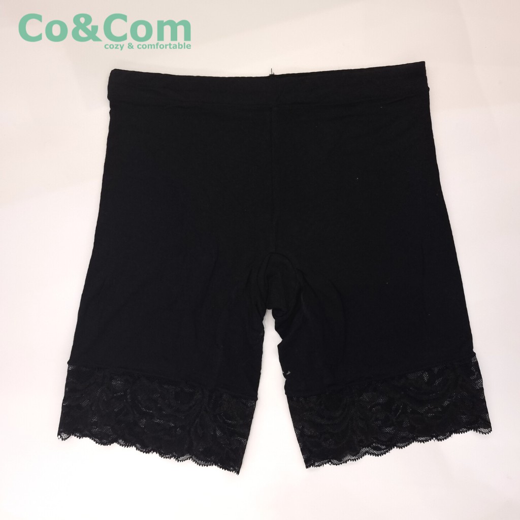 Quần Váy Nữ Cotton Thông Hơi Phối Ren 7P Co&amp;Com QV5158 Co Giãn, Siêu Thấm Hút
