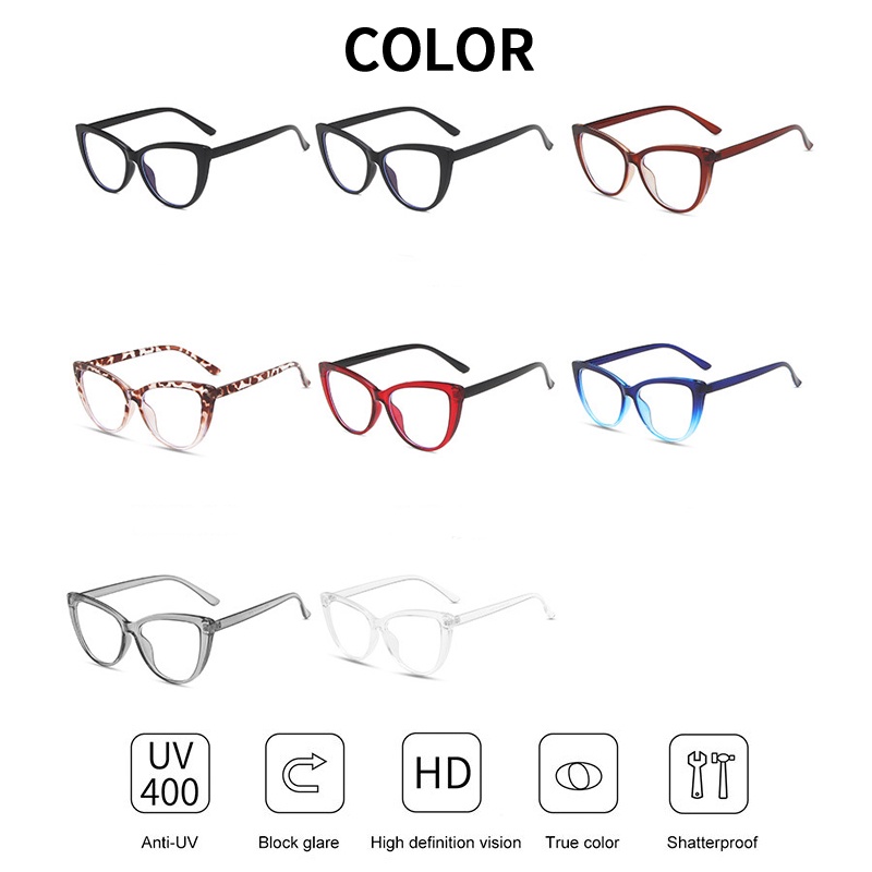 (AIMURUSI) COD Mát Mắt Mèo Chống Bức Xạ Ánh Sáng Xanh Phong Cách Retro Thời Trang Cho Nữ Kính