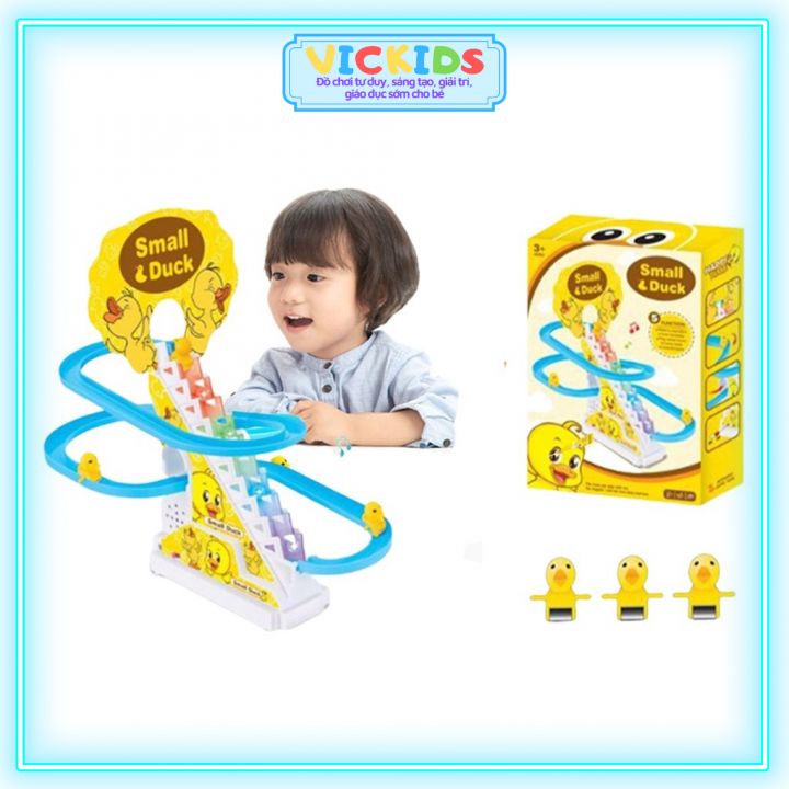 Đồ Chơi Cầu Trượt Vịt Leo Thang, Có Đèn, Có Nhạc Vui Tai Cho Bé Sơ Sinh, Kèm 3 Chú Vịt Con