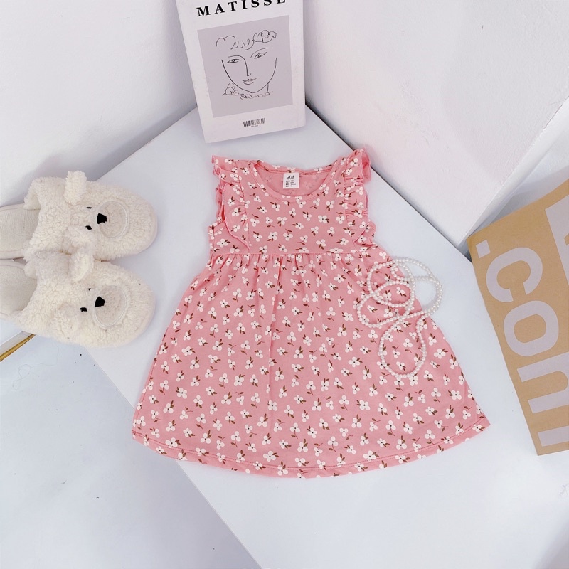 Váy cho bé gái, đầm sát nách cho bé phối bèo chất liệu cotton xuất dư cao cấp, mềm mại ZG Boutique size từ 10 đến 25kg