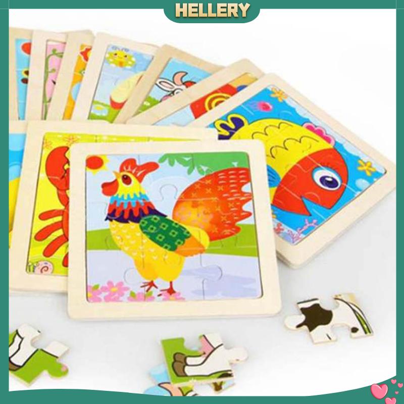 Bộ Đồ Chơi Xếp Hình 9 Mảnh Bằng Gỗ Hình Động Vật Cho Bé