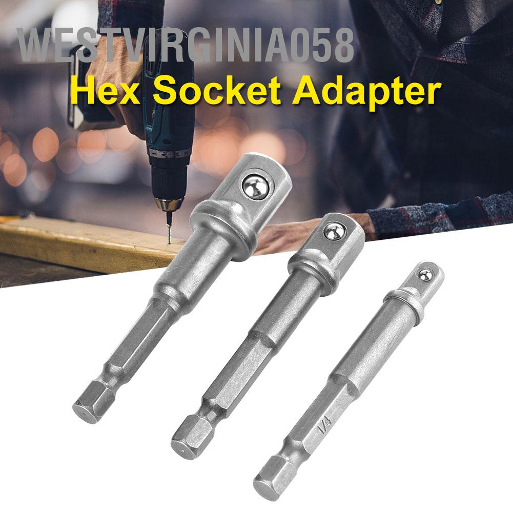 Có thể bán buôn 3pcs 1/4 &quot;Hex Shank đến 3/8&quot; 1/2 &quot;Square Adapter cho Cờ lê ổ cắm máy khoan điện  Westvirginia058 Hàng giao ngay