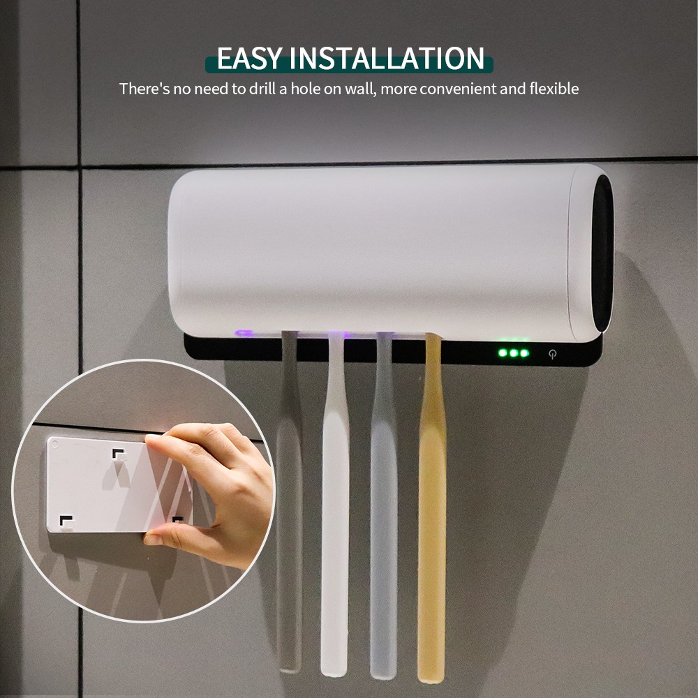 Giá Đỡ Bàn Chải Đánh Răng Gắn Tường Bằng Tia UV Khử Trùng Đa Năng Tiện Dụng