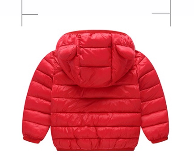 Áo phao có mủ tai gấu lông vũ siêu nhẹ cho bé