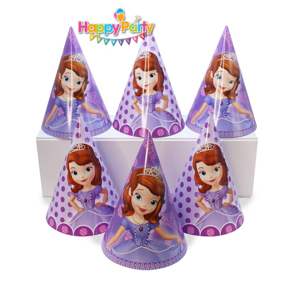 Set trang trí sinh nhật bé gái Bộ phụ kiện chủ đề công chúa Sofia mini - mega - Happy birthday thôi nôi cho bé