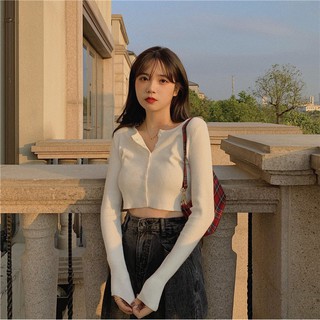 Áo Croptop YAN Tay Dài Nữ Hàn Quốc