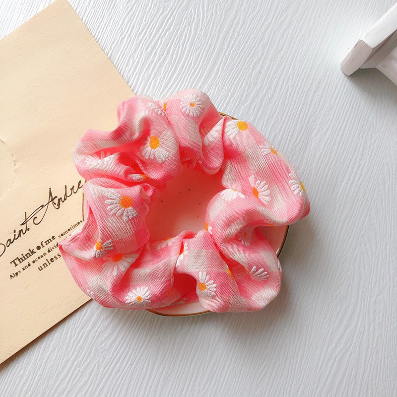 INS Cúc Scrunchies Dây Buộc Tóc Hoa