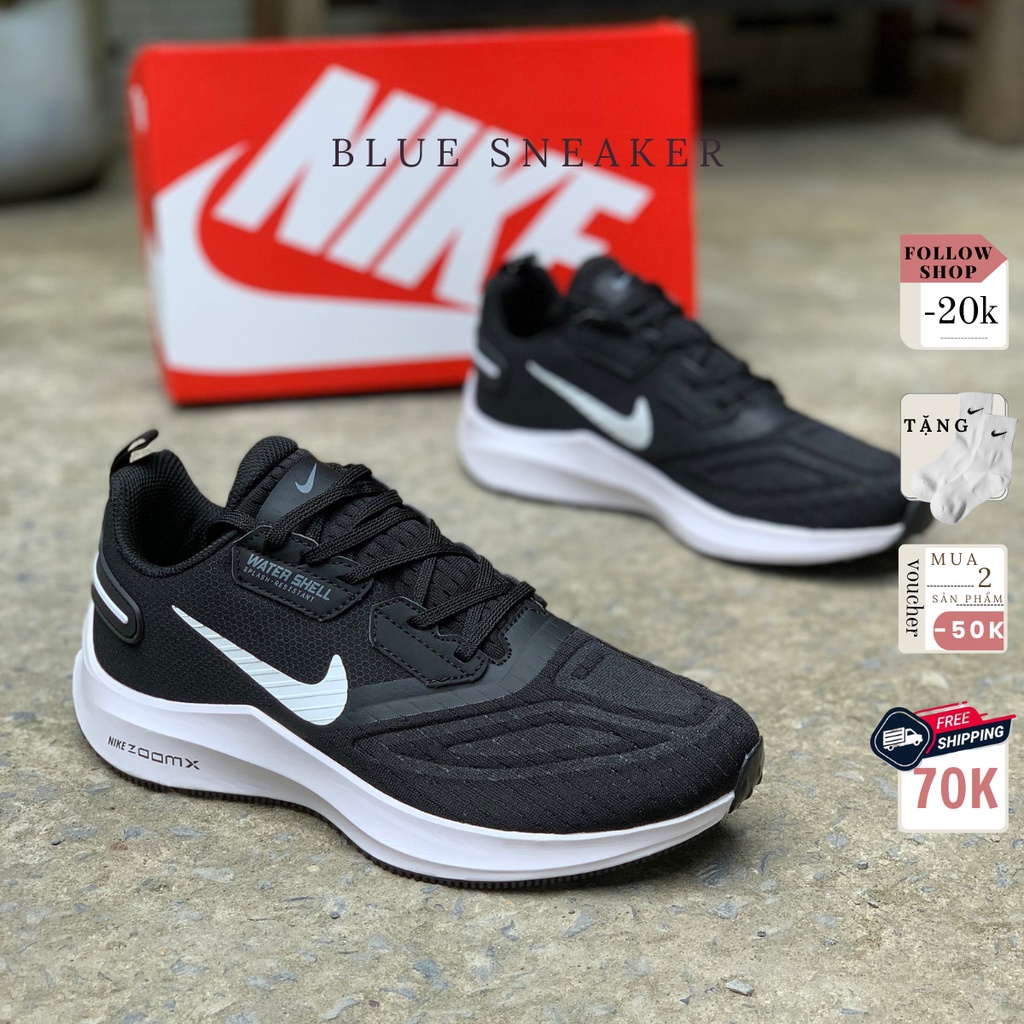Giày sneaker thể thao nam nữ airzoom watershell đen móc trắng