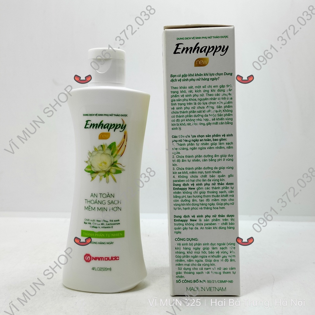 Dụng dịch vệ sinh phụ nữ thảo dược Emhappy chai vòi 120ml dùng cho cả nam và nữ