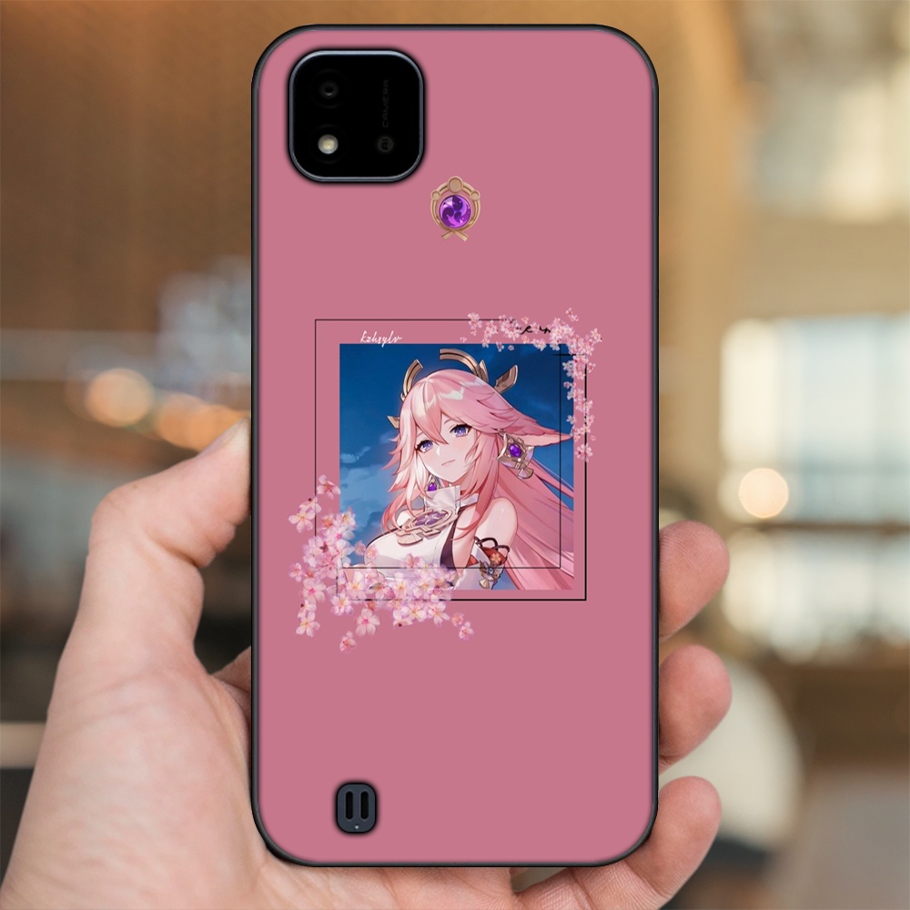 Ốp lưng Realme C11 2021, C20 viền đen in hình Yae Miko Genshin Impact