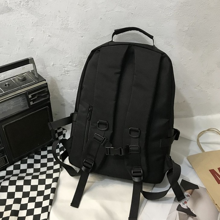 [Ảnh thật] Balo Nam/ Nữ Đơn Giản Đi Học, Đi Chơi ERASHOP - 076230 - Thiết Kế 2 Ngăn Màu Đen Cá Tính (mẫu 3), Rẻ Đẹp