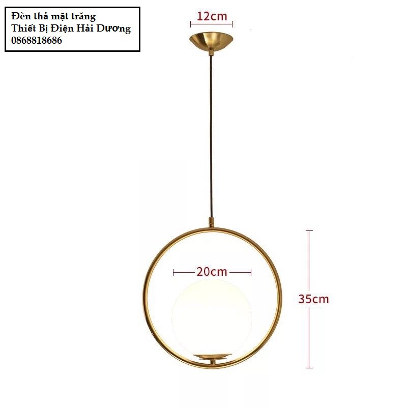 Đèn thả trần mặt trăng TN158 hiện đại - Chao thủy tinh cao cấp - Tô điểm không gian sống-Bảo hành 12 tháng-Bao Gồm Bóng