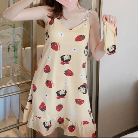 Đồ Ngủ, Váy Mặc Nhà, 2 Dây Cao Cấp, Sexy Quyến Rũ, Chất Liệu Cotton Mềm, Mịn, Mát Có Mút Ngực | BigBuy360 - bigbuy360.vn