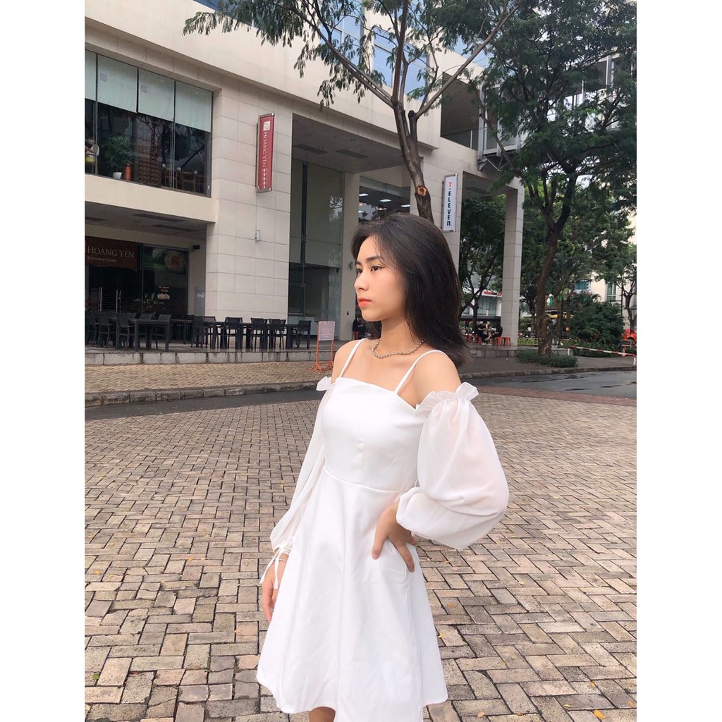 (SẴN-HÌNH THẬT) Đầm dự tiệc hai dây tay voan | BigBuy360 - bigbuy360.vn