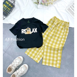 Mcbb 24-49 kg 100% cotton bộ cộc tay bé gái áo thun bé gái quần ống rộng cho bé gái quần dài áo phông quần áo bé gái nữ