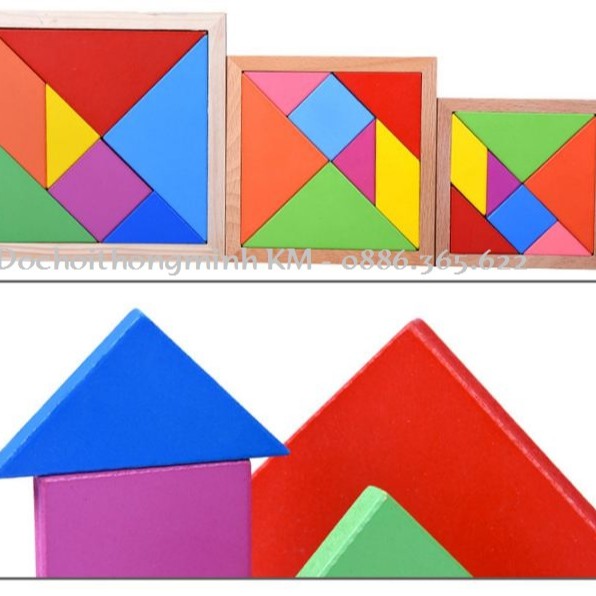Ghép hình tư duy trí uẩn tangram các size 12 - 15 - 18 cm