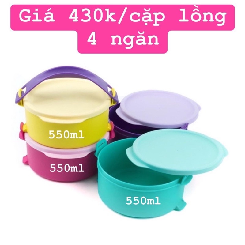 CẶP LỒNG 4 NGĂN SẮC MÀU TUPPERWARE