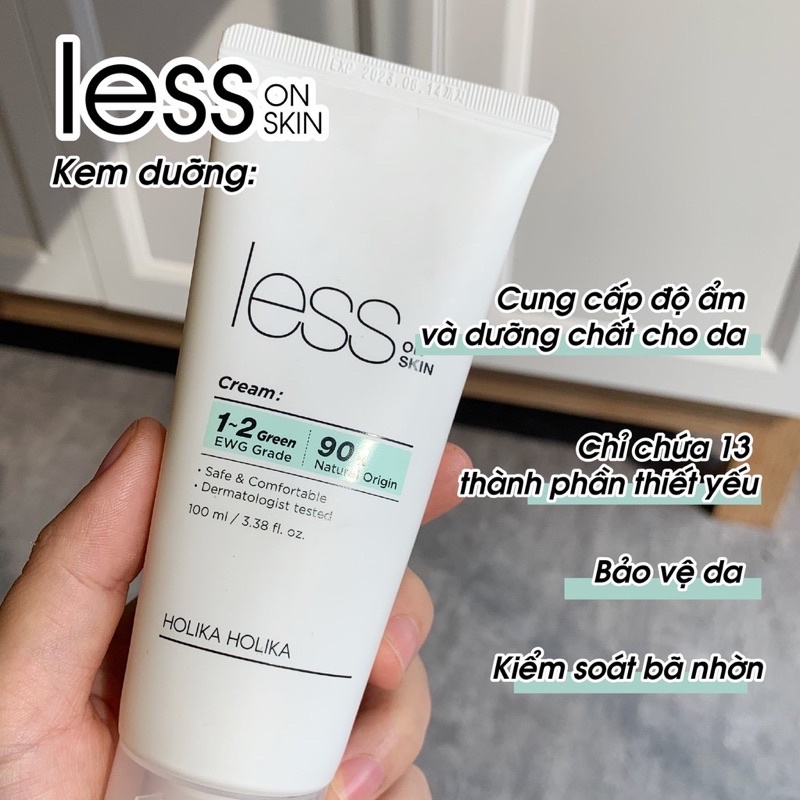 Kem phục hồi da dành cho da dầu, nhạy cảm - Kem dưỡng Holika Holika Less On Skin Cream 100ml