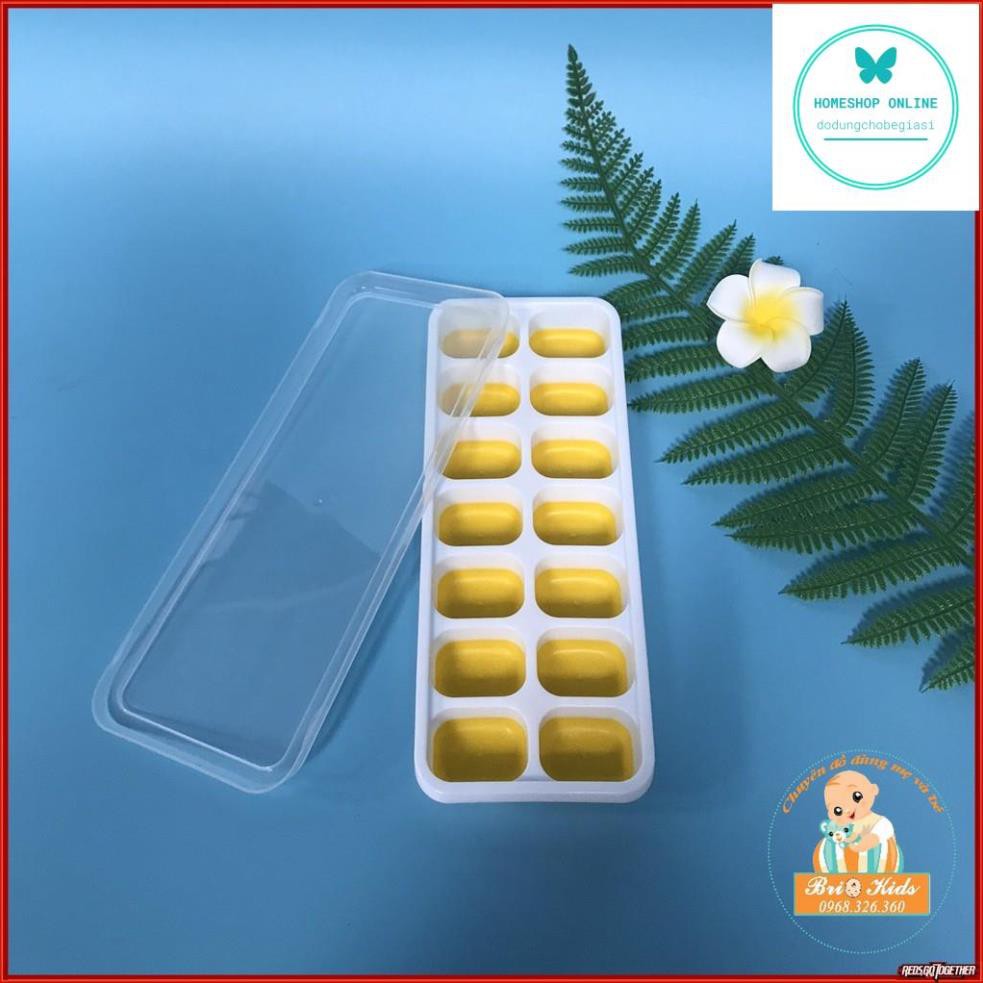 Khay trữ đông có nắp, đế silicon dùng để chứa và bảo quản đồ ăn dặm cho bé 14 ngăn