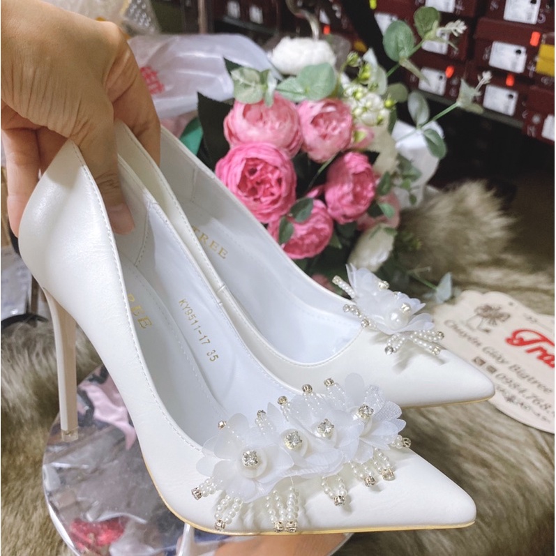 GIÀY THIẾT KẾ HOA NGỌC VÁT CHÉO CAO CẤP (là mẫu tkế thủ công vui lòng chắc chắn trước khi đặt hàng)