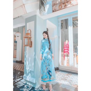 Áo dài 4 tà họa tiết hoa in 3D nhẹ nhàng nhưng sang chảnh (HÀNG MỚI VỀ)